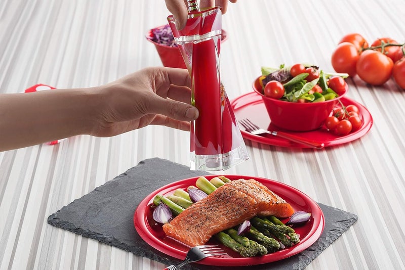 MITBAK Acrylic Red Salt and Pepper Grinders Set  Sea Salt and Pepper Mills Easy to Use and Equipped with Adjustable Coarseness And Ceramic Mechanism  Unique Kitchen Gadgets  Premium Quality - Image 2