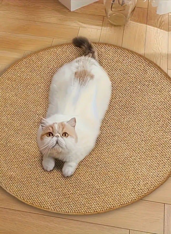 Natural Round Hand Braided Jute Rug Suitable for Pets or Floor Mats 80 x 80 cm Brown - Image 4