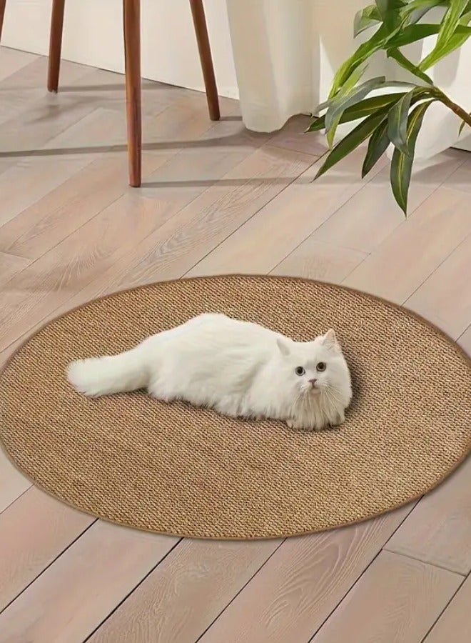 Natural Round Hand Braided Jute Rug Suitable for Pets or Floor Mats 80 x 80 cm Brown - Image 5