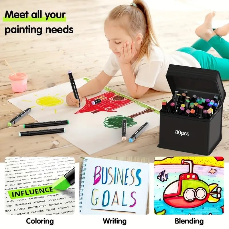 Corslet 80 Colors Alcohol Marker Set – Dual Tip Broad & Fine Art Markers for Artists, Drawing, Sketching, Coloring & Painting - Image 5