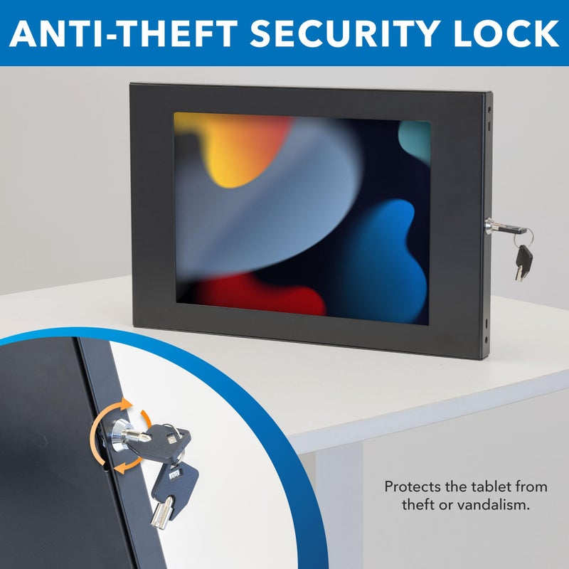 Mount-It! Anti-Theft iPad Kiosk Wall Mount, Lockable Low-Profile Steel Enclosure Compatible with iPad Gen 7â€“11 (A16), Pro & Air, 75x75 VESA Flush Tablet Mount, Black - Image 5
