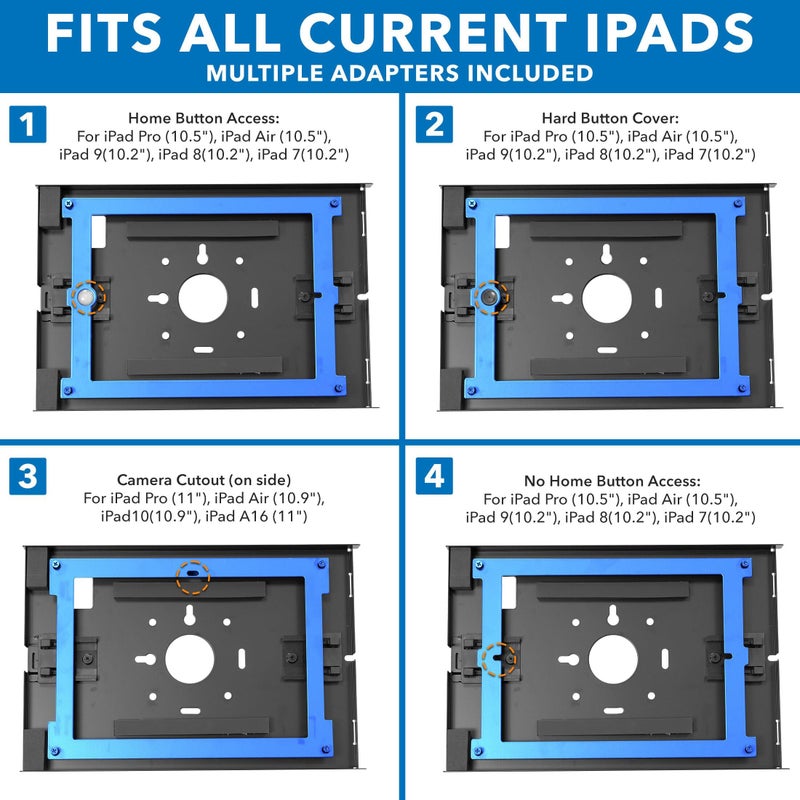 Mount-It! Anti-Theft iPad Kiosk Wall Mount, Lockable Low-Profile Steel Enclosure Compatible with iPad Gen 7â€“11 (A16), Pro & Air, 75x75 VESA Flush Tablet Mount, Black - Image 3