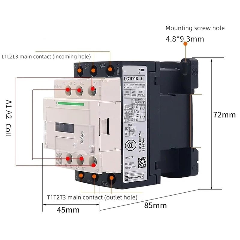 AC Contactor LC1D09 110V 220V 380V 1Pcs - Image 3