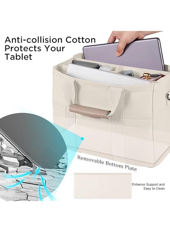 Canvas Tote Bag with Multi Pockets Crossbody Tote Bag for Women Trendy Shoulder Handbag Everything Tote Bag with Compartments - Image 4