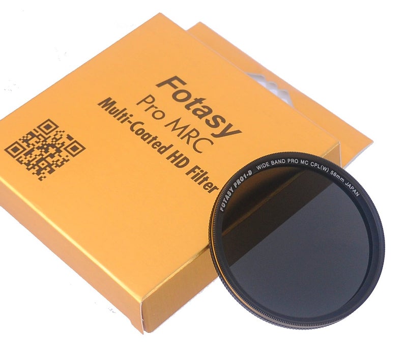Fotasy 58mm Ultra Slim Circular PL Lens Filter, Nano Coatings MRC Multi Resistant Coating Oil Water Scratch, 16 Layers Multi-Coated 58mm CPL Filter - Image 1