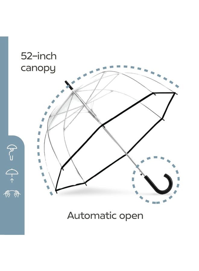 ShedRain Bubble Clear Umbrella, Auto Open, See-Through, Rain & Windproof, for Weddings, Proms and Events, Black Trim, 52 inches, Compact - Image 3