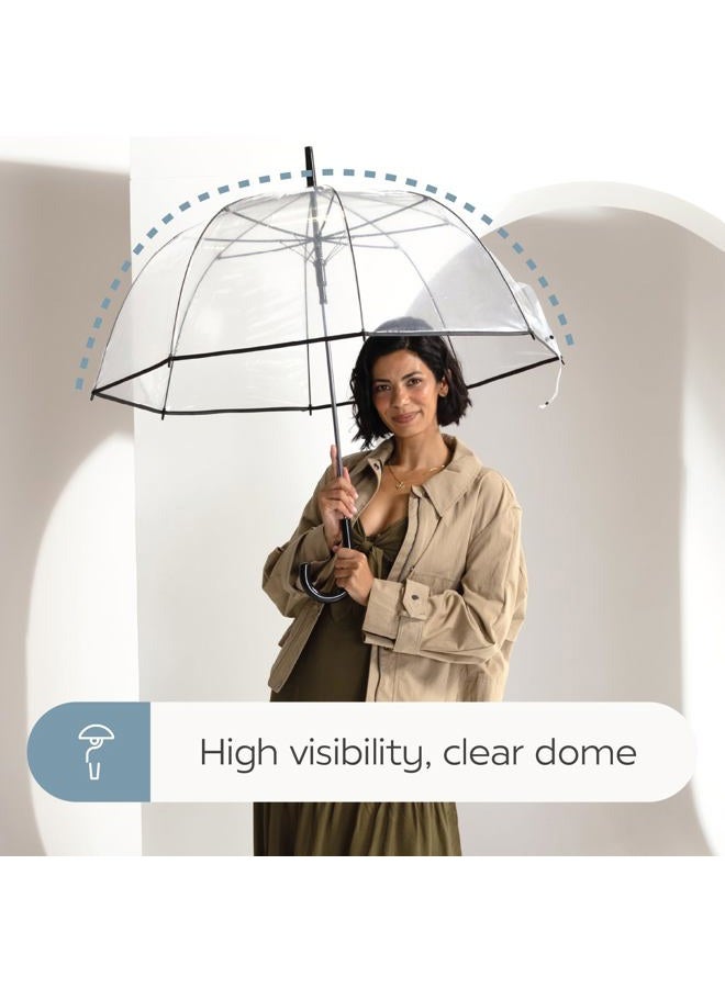 ShedRain Bubble Clear Umbrella, Auto Open, See-Through, Rain & Windproof, for Weddings, Proms and Events, Black Trim, 52 inches, Compact - Image 5