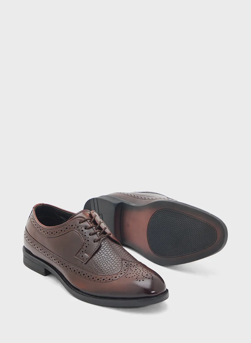 Robert Wood Brogue Design Wing Cap Formal Derby Lace Ups