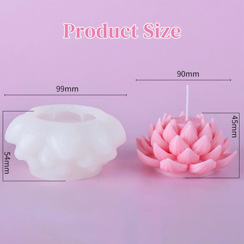 SUPVOX Supvox Lotus Resin Silicone Moulds Cake Chocolate Mold 3D DIY Fondant Candle Soap Mould Blooming Lotus Resin Aromatherapy Candles Gift Mold  - Image 2