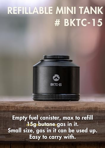 camping moon CAMPINGMOON Refillable Gas Canister Empty Pocket Tank for Gas Lantern Backpacking Camping 15g Black BKTC-15 - Image 2