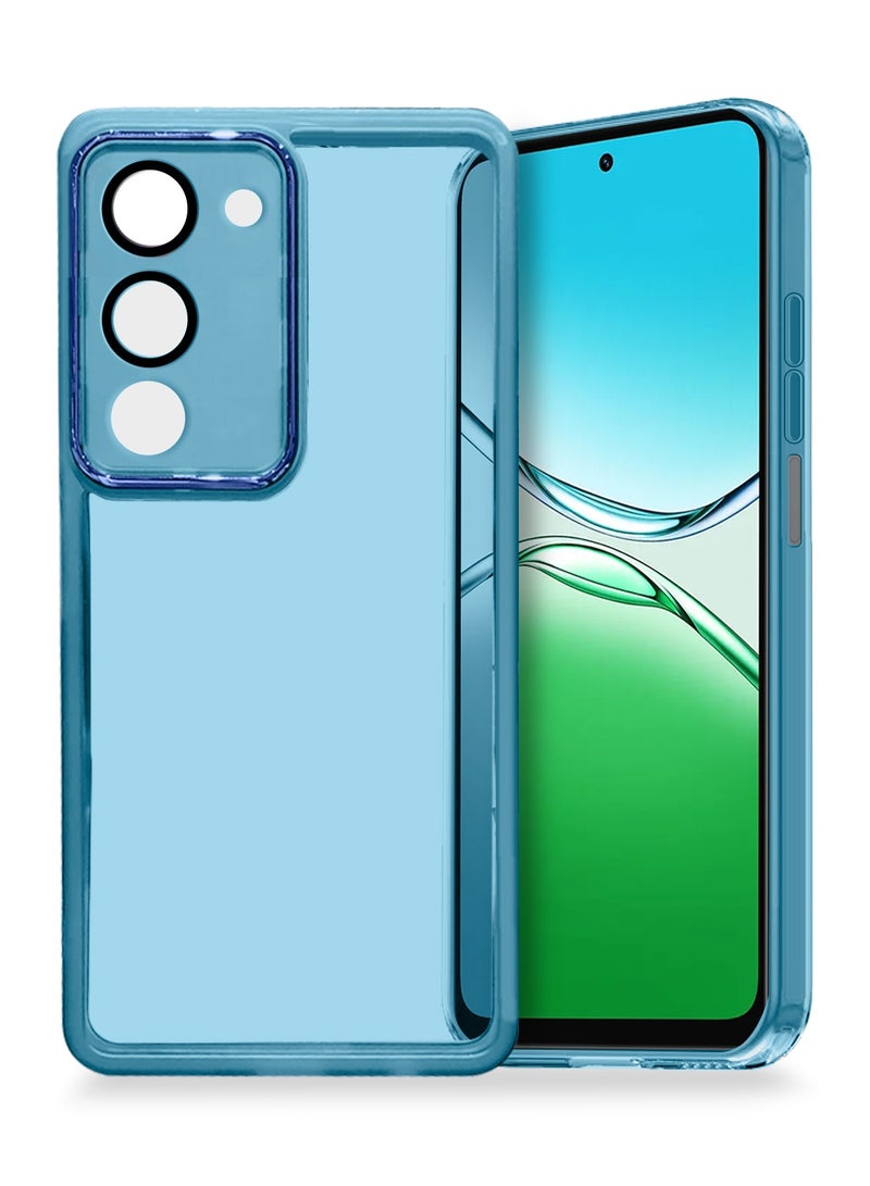 دبليو تيك غطاء خلفي أنيق مزود بحماية عدسة كاميرا TPU الشفاف الناعم لهاتف Oppo A5 4G/5G 2025، حافة كاميرا مطلية بالكهرباء، رفيع للغاية - أزرق - Image 1