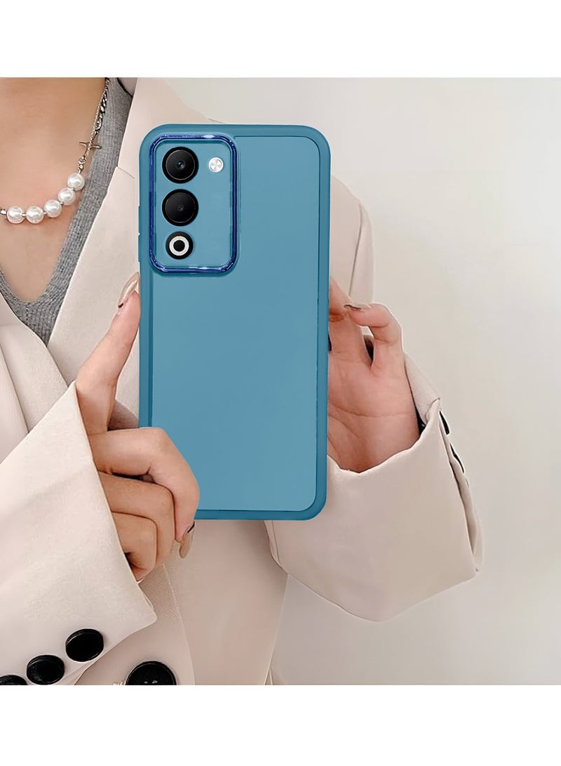 دبليو تيك غطاء خلفي أنيق مزود بحماية عدسة كاميرا TPU الشفاف الناعم لهاتف Oppo A5 4G/5G 2025، حافة كاميرا مطلية بالكهرباء، رفيع للغاية - أزرق - Image 4