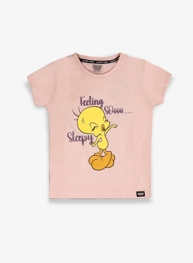 Looney Tunes Graphic Print Round Neck Fashion T-shirt