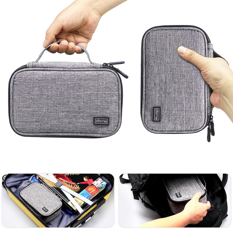 sisma Electronics Cords Organizer Tech Accessories Storage Case Travel Small Carrying Bag for Charging Cables Adapter USB Plugs Power Cord Leads - Grey 1680d - Image 2