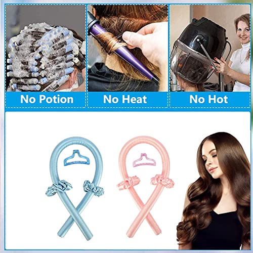 SHOPOGENIX Heatless Hair Curler-Heatless Curling Rod Headband Hair Rollers for Long Hair Soft Silk Curl Ribbon with Hair Clips Scrunchies Hair Curlers to Sleep in Styling Tools(Rose Red) - Image 5