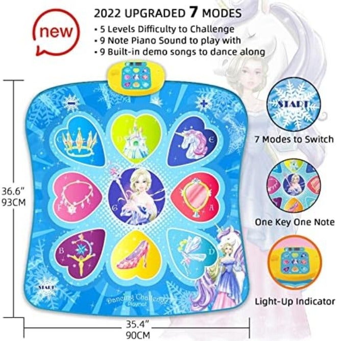 SUNLIN Dance Mat Toys for Girls Ages 3-10 | LED Lights, Adjustable Volume, 9 Music Tracks, 7 Game Modes, 5 Challenge Levels - Image 5