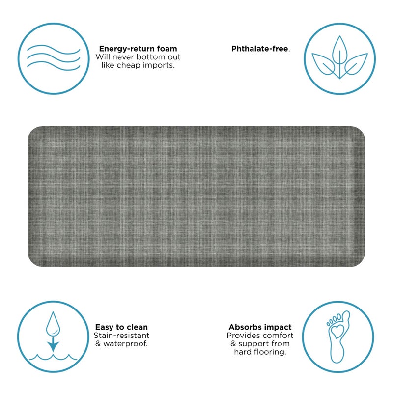 GelPro NewLife by GelPro Ergo-Foam Cushioned Anti-Fatigue Standing Kitchen Floor Mat, Padded Stain-Resistant, Waterproof, Non-Slip Comfort Padded Desk/Office Mat - 20" x 48", Tweed Grey Goose - Image 2