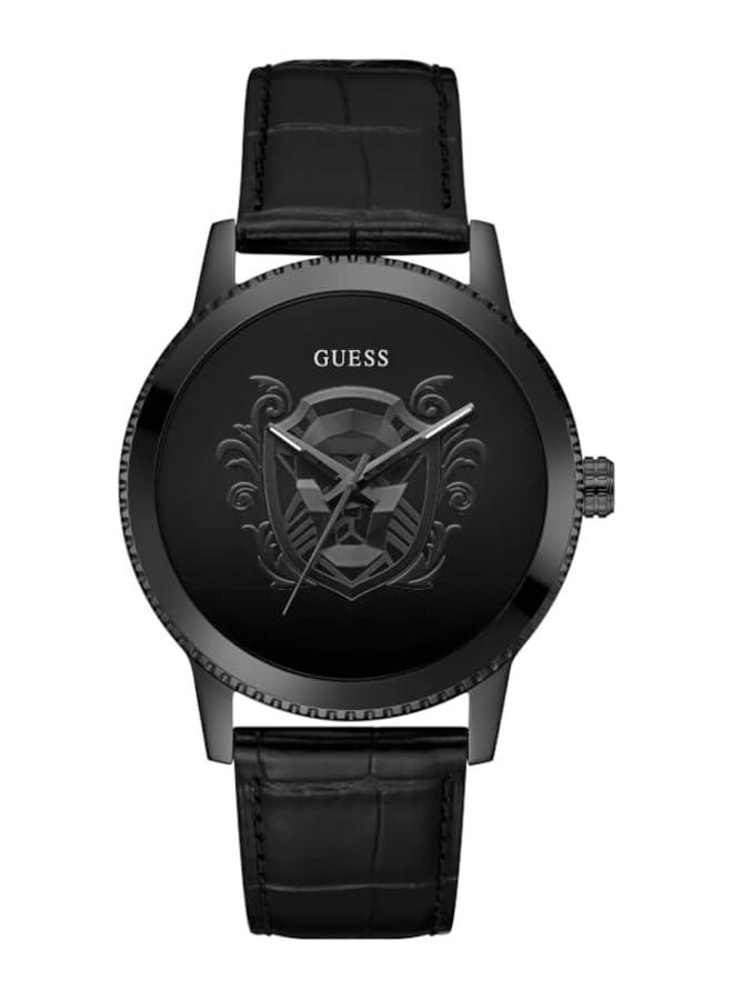 جس ساعة رجالية مقاس 44 ملم بسوار أسود ومينا سوداء وهيكل أسود - Image 1