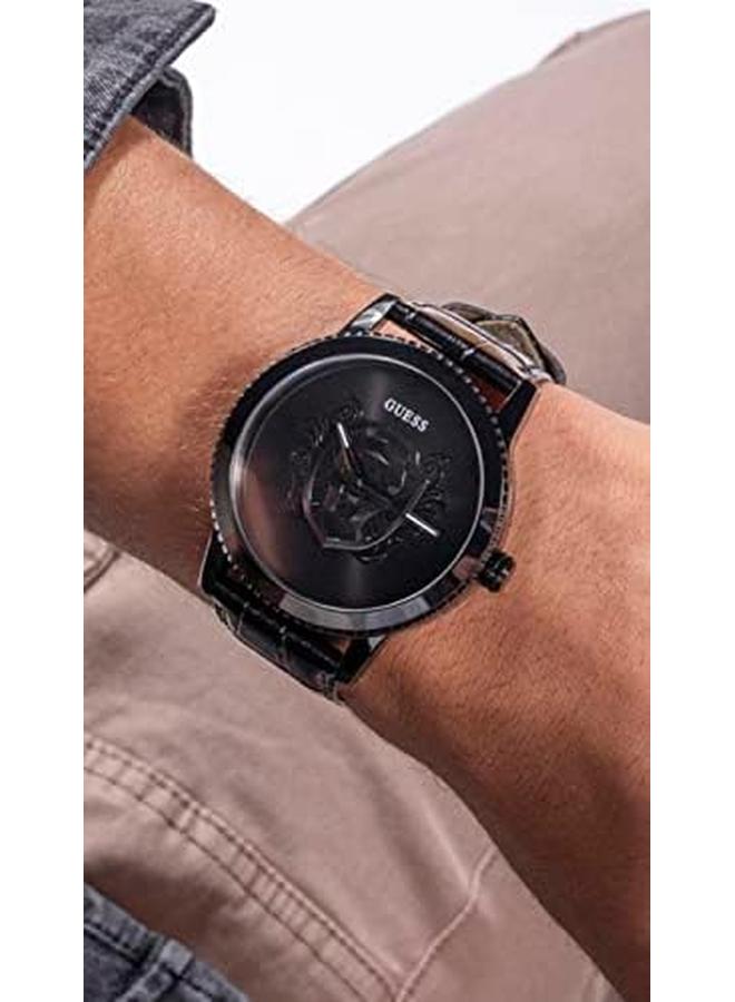 جس ساعة رجالية مقاس 44 ملم بسوار أسود ومينا سوداء وهيكل أسود - Image 4