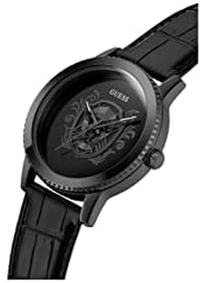 جس ساعة رجالية مقاس 44 ملم بسوار أسود ومينا سوداء وهيكل أسود - Image 2