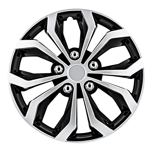 Pilot Automotive WH553-16S-BS 16 Inch Spyder Black & Silver Universal Hubcap Wheel Covers For Cars - Set Of 4 - Fits Most Cars - Image 1