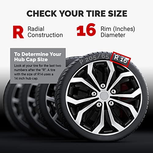 Pilot Automotive WH553-16S-BS 16 Inch Spyder Black & Silver Universal Hubcap Wheel Covers For Cars - Set Of 4 - Fits Most Cars - Image 3