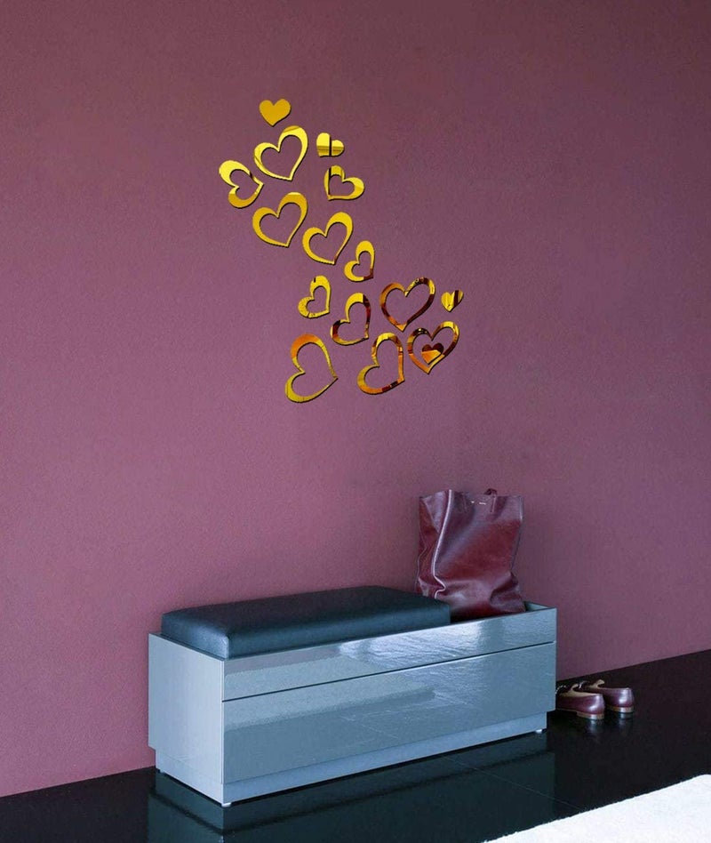 Acrylic Removable Wall Sticker for Home Decor Mirror Like Heart Shaped Wall Sticker  - Image 3
