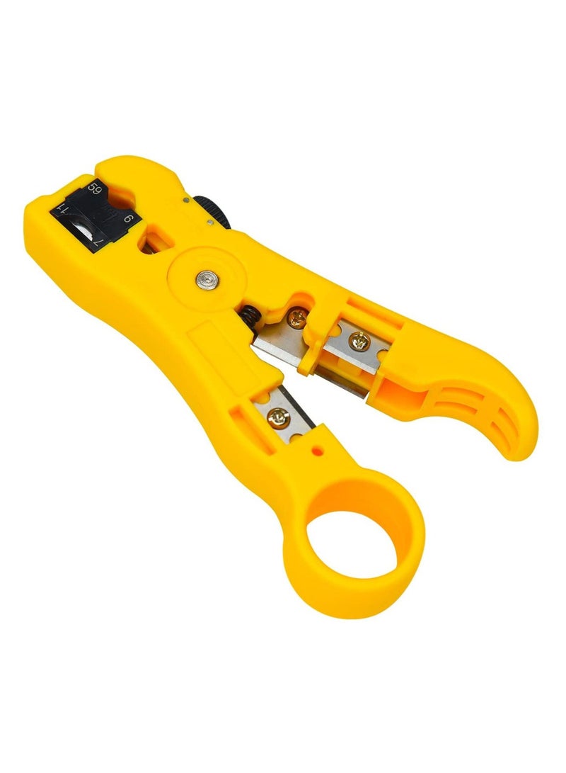 Terabyte Universal Cable Stripper Cutter for Flat or Round UTP Cat5 Cat6 Wire Coax Coaxial Stripping Tool - Image 1