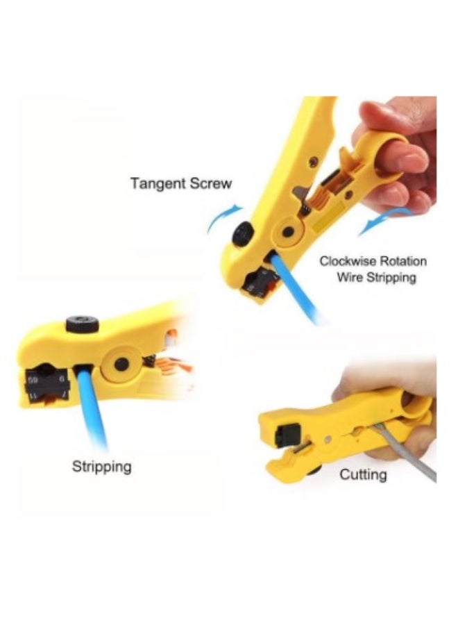 Terabyte Universal Cable Stripper Cutter for Flat or Round UTP Cat5 Cat6 Wire Coax Coaxial Stripping Tool - Image 2