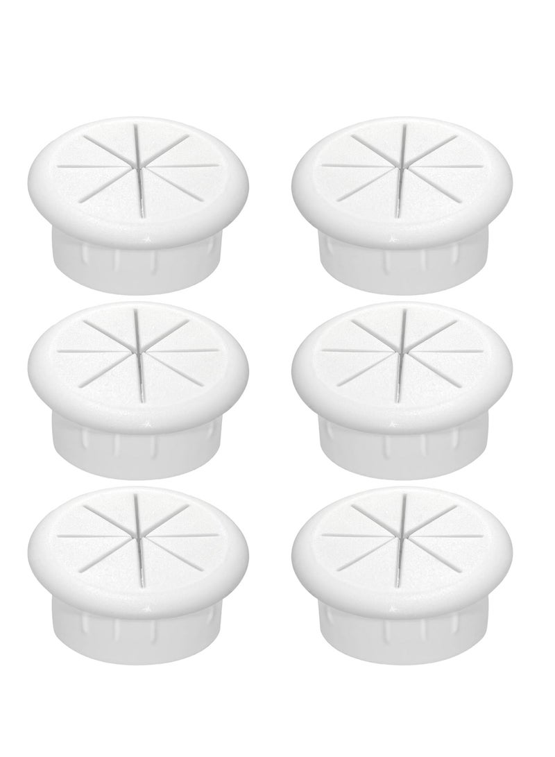6 Pack Flexible Desk Cable Grommet Covers 2 Inch Hole Organizers for Home and Office White Color - Image 1
