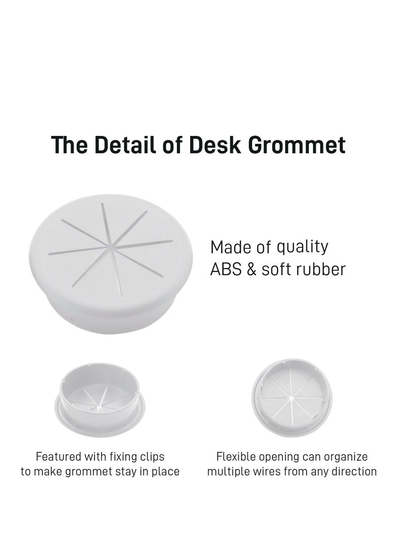 6 Pack Flexible Desk Cable Grommet Covers 2 Inch Hole Organizers for Home and Office White Color - Image 4