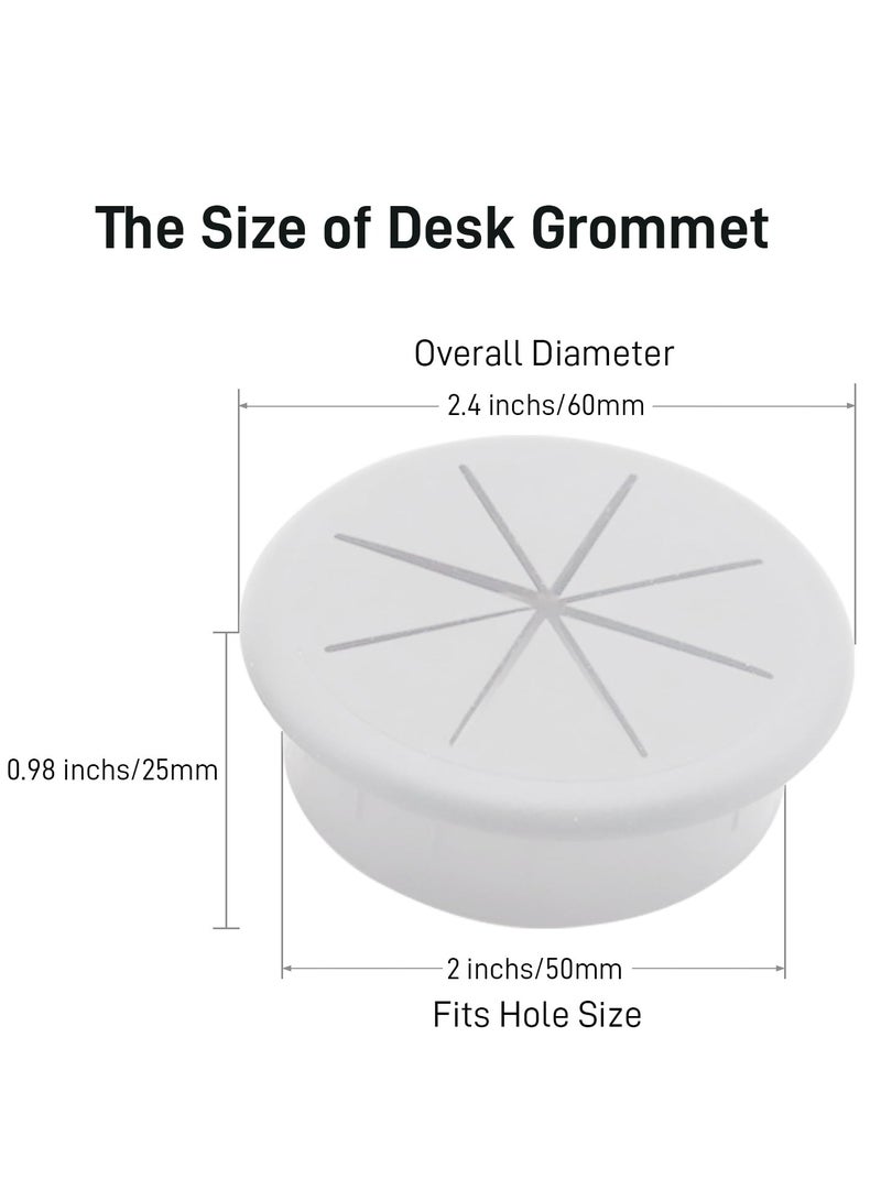 6 Pack Flexible Desk Cable Grommet Covers 2 Inch Hole Organizers for Home and Office White Color - Image 2
