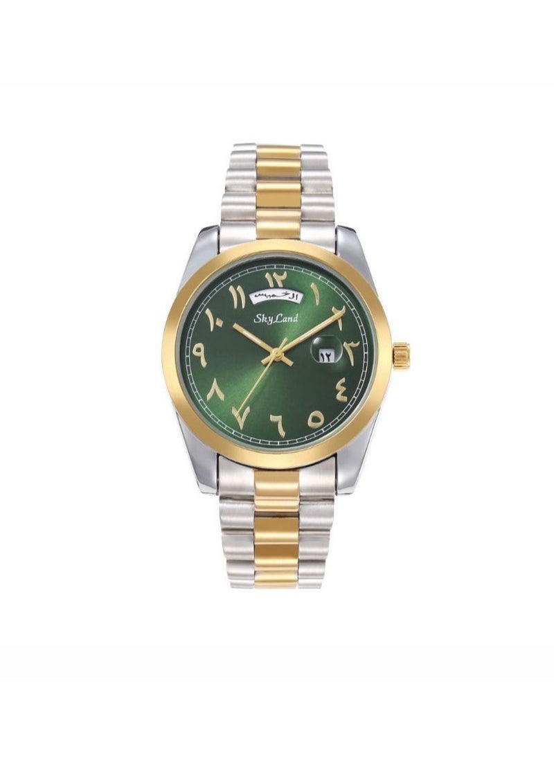 Sky Land Men's Day-Date Watch with Arabic Numerals 