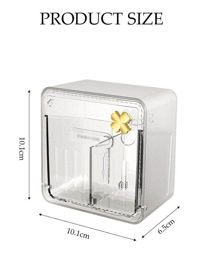 DUNISO Wall-Mounted Storage Box with Partitions，Multifunctional Bathroom Cosmetics Organizer，Waterproof Transparent Visibility Storage Canister Holder，Space Saving，for Cotton Swabs, Cosmetics, Hairpins, and Dental Floss - Image 2