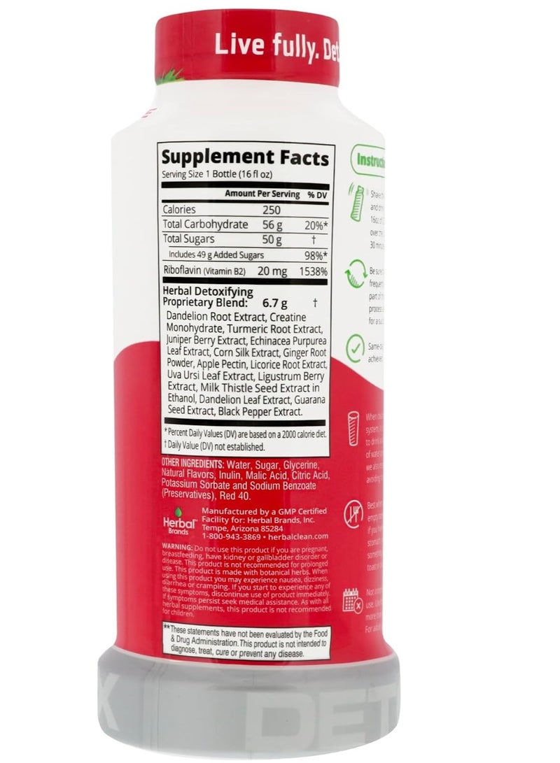 هيربال كلين QCarbo16 مشروب ممتاز للتخلص من السموم في نفس اليوم، نكهة استوائية، 16 أونصة سائلة - Image 2