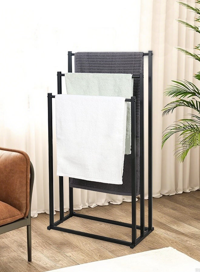 3-Tier Metal Towel Rack, Freestanding Towel Holder, Ladder Towel Hanger, Multifunctional Bathroom Rack, Suitable for Storing Towels, Bathrobes, and Prayer Mats in Bathrooms and Living Rooms - Image 1