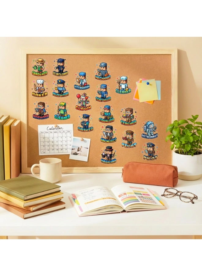 50Pcs Pixel Career Art Character Profession Stickers for Teens Adults Retro Job Role Transparent PET Waterproof Stickers for Laptop Water Bottle Phone Case Scrapbook - Image 4
