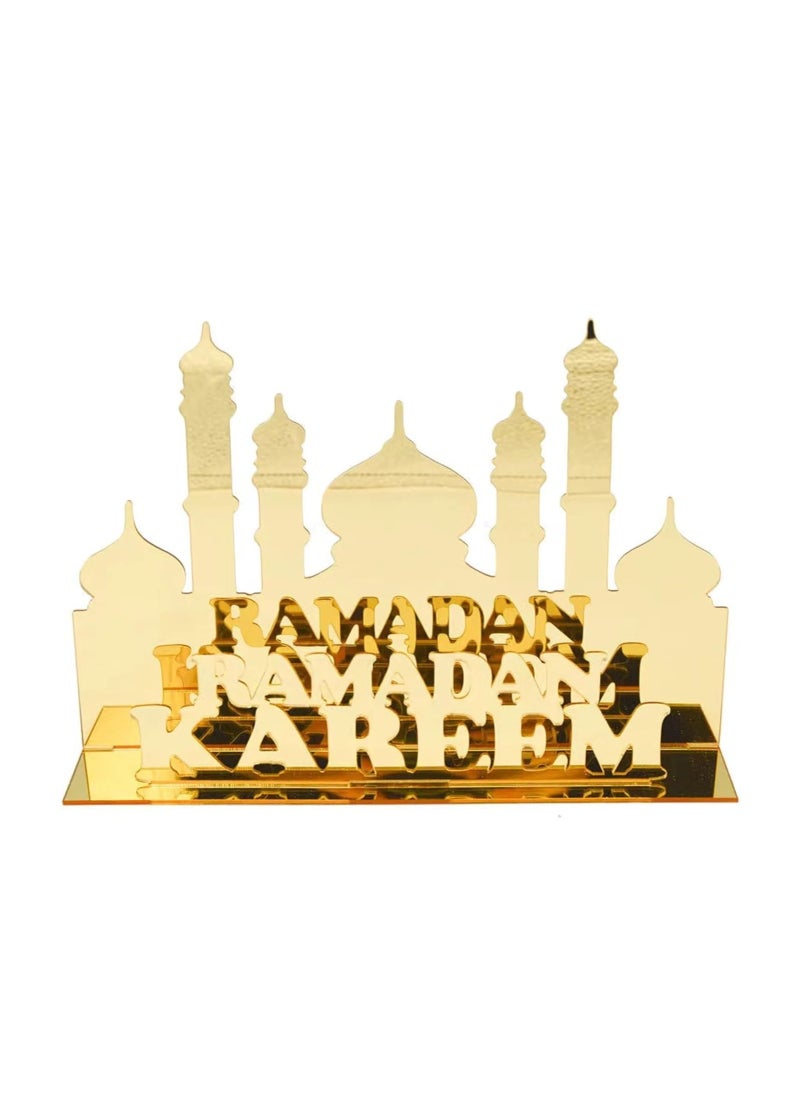 Party with Emma Ramadan Eid Mubarak Acrylic Sign Eid Mubarak Sign Ramadan Wood Table Decor Moon Star Eid Mubarak Home Decoration Ramadan Ornaments Letter Signs for Ramadan Decoration Eid  - Image 1