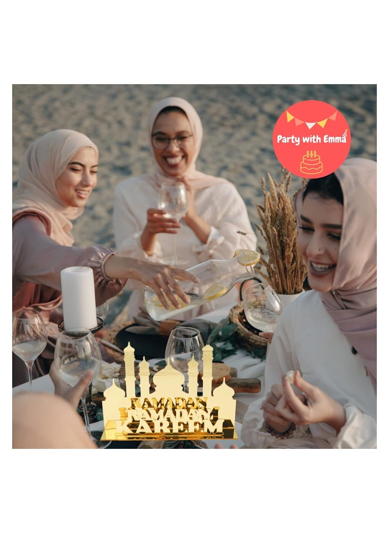 Party with Emma Ramadan Eid Mubarak Acrylic Sign Eid Mubarak Sign Ramadan Wood Table Decor Moon Star Eid Mubarak Home Decoration Ramadan Ornaments Letter Signs for Ramadan Decoration Eid  - Image 5