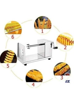 ELTRAZONE Stainless Steel Manual Spiral Potato Chips Slicer – Tornado Potato Chips Cutter with Vegetable Slicer for Kitchen, Lightweight & Versatile Spiralizer for Potatoes, Carrots, Zucchini – Easy to Use, Durable, Perfect for Home Cooking & Snacks  - Image 2