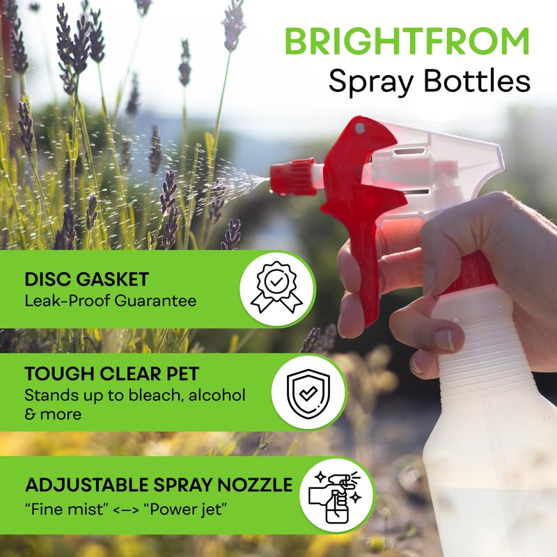 BRIGHTFROM 32 OZ Empty Plastic Spray Bottle, Heavy Duty with Adjustable Spray Nozzle, Chemical Resistant, All Purpose, Professional for Cleaning, Planting & Chemical Solutions - Image 2