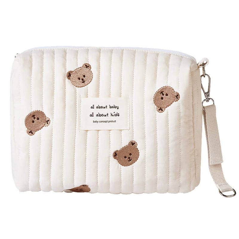 Baby Diaper Bag 25*17*10 Cm Soft Durable Easy-to-clean Quilted Cotton - Cute Cartoon Pattern Storage Bag for Stroller Travel, Infant Care, Daily Organization - Image 1