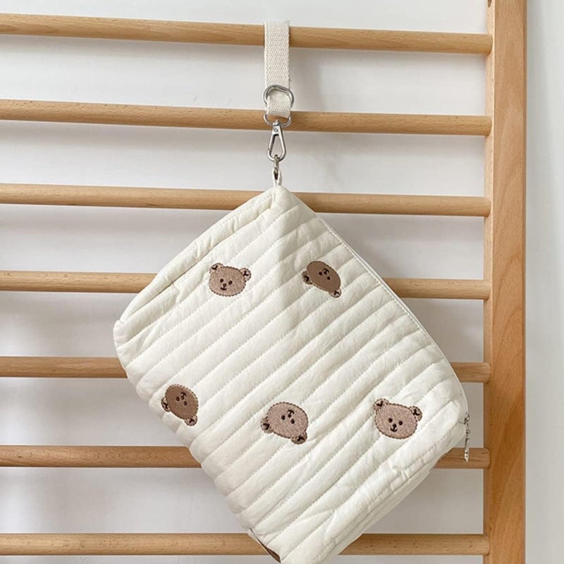 Baby Diaper Bag 25*17*10 Cm Soft Durable Easy-to-clean Quilted Cotton - Cute Cartoon Pattern Storage Bag for Stroller Travel, Infant Care, Daily Organization - Image 5