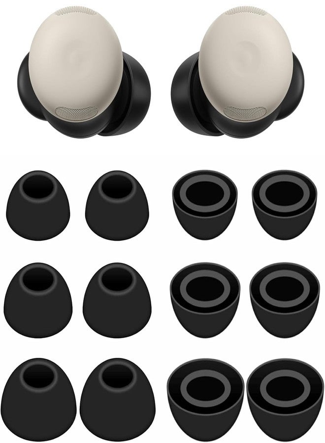 ALXCD Eartips Compatible with Pixel Buds Pro 2 Earbuds, S/M/L 3 Sizes 6 Pairs Soft Silicone Earbuds Tips Foam Ear Tips, Compatible with Pixel Buds Pro 2 6 Pairs Black - Image 1