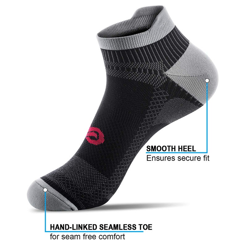 PAPLUS Low Cut Compression Socks for Men and Women (4 Pairs), No Show Ankle Compression Running Socks with Arch Support for Plantar Fasciitis, Cyling, Athletic, Flight, Travel, Nurses - Image 4