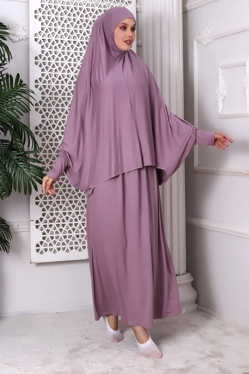 İhvan Online Two Piece Prayer Dress 8016 Dried Rose