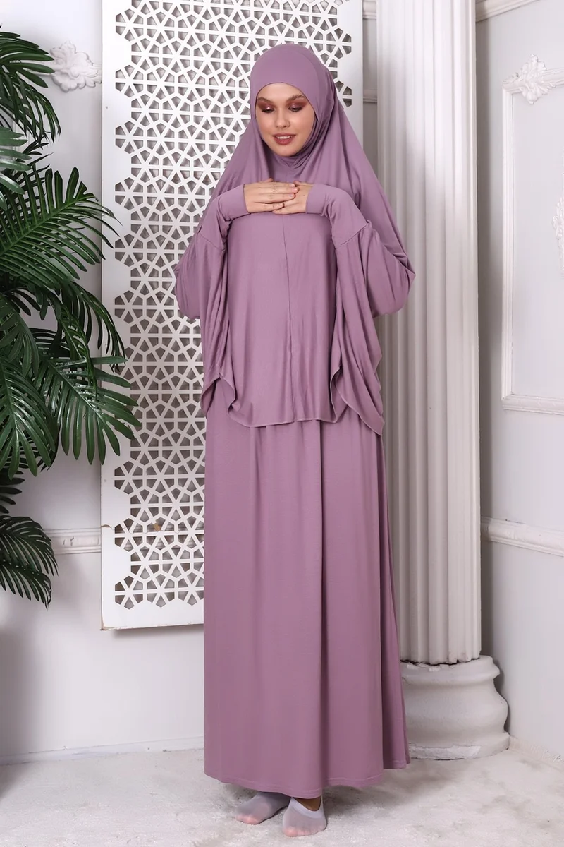 İhvan Online Two Piece Prayer Dress 8016 Dried Rose