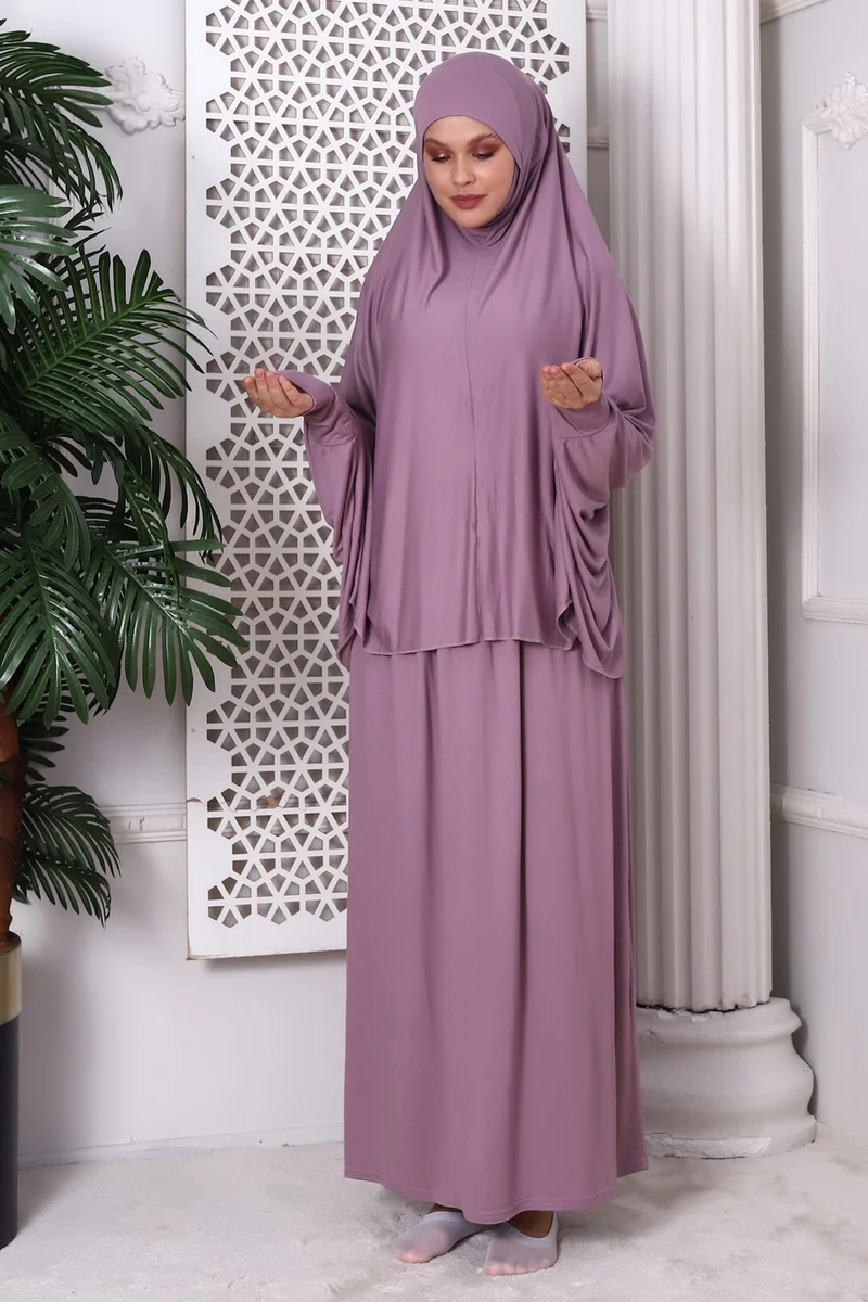 İhvan Online Two Piece Prayer Dress 8016 Dried Rose