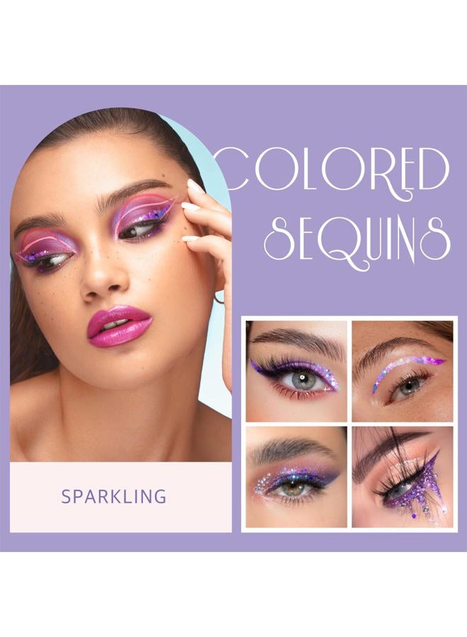 GABOX 8 Jars Mermaid Purple Cosmetic Chunky Glitter Set, Holographic Nail Resin Glitter, Fine Powder+1mm+2mm+3mm Sequins Flakes, Iridescent Art Glitter Set for Body Face Eyes Hair Crafts - Image 3