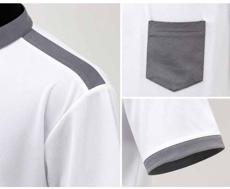 Dar al Fakhar Tailoring LLC T-shirt with grey chinese collar and zip pattern - Image 2